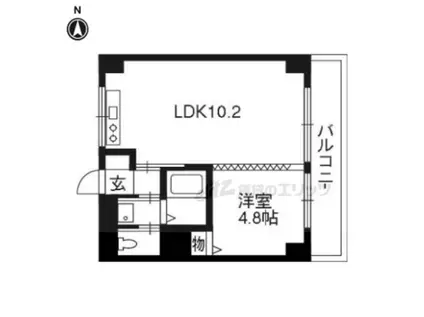 京都クレセントマンション(1LDK/6階)の間取り写真