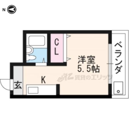 ハイツ協栄(1K/4階)の間取り写真