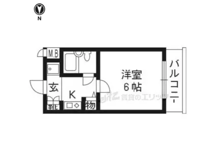 DETOM-1烏丸鞍馬口(1K/3階)の間取り写真