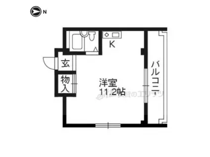 高雄ビル(ワンルーム/3階)の間取り写真