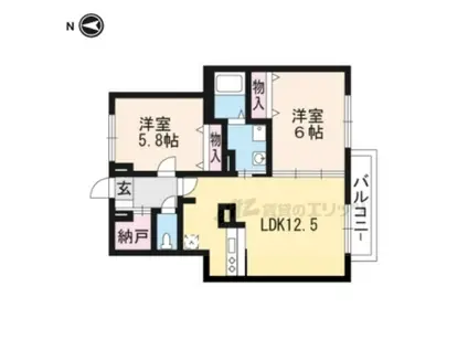 コーポ勢多番館(2LDK/1階)の間取り写真