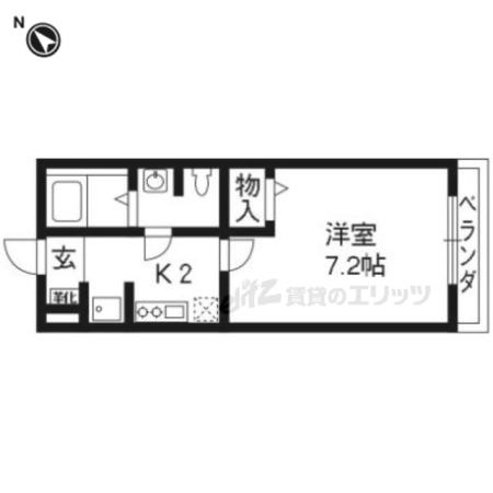 WARM FRONT わかわし(1K/1階)の間取り写真