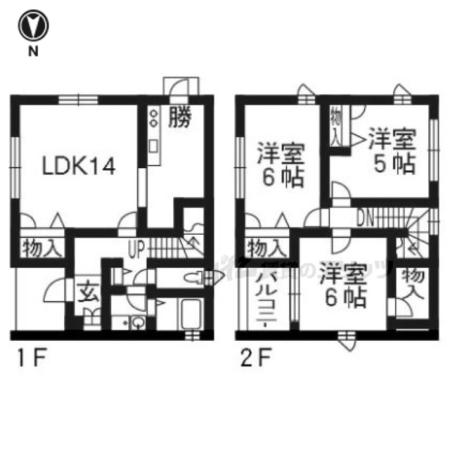 京福嵐山本線 車折神社駅 徒歩6分 2階建 築22年(3LDK)の間取り写真