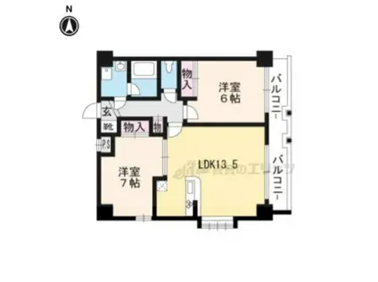 アンシャンテ(2LDK/11階)の間取り写真