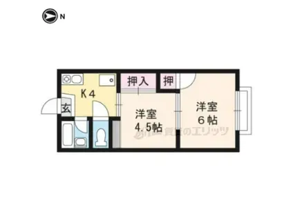 竹殿ハイツ(2K/1階)の間取り写真