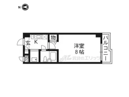 パラドール西院PARTー(1K/6階)の間取り写真