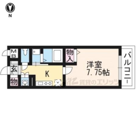 シャルマン御池(1K/2階)の間取り写真