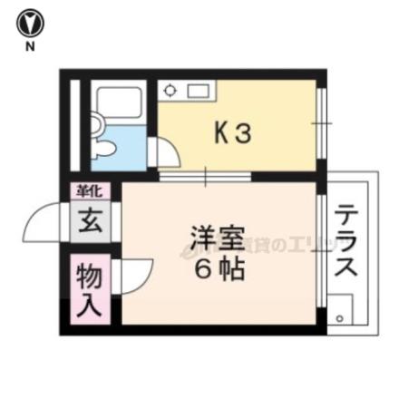 パープルハイツ(1K/3階)の間取り写真