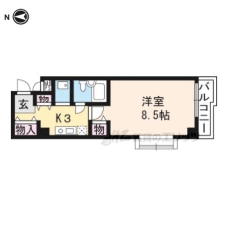 パラドール西院PARTー(1K/3階)の間取り写真