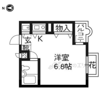 DETOM-1北山レディース(ワンルーム/3階)の間取り写真