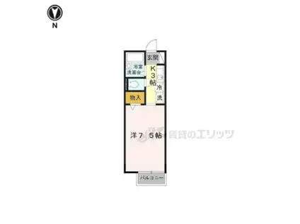 セジュール竹田(1K/2階)の間取り写真