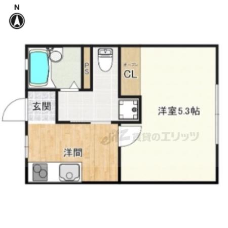 ハイツ大門(1K/2階)の間取り写真
