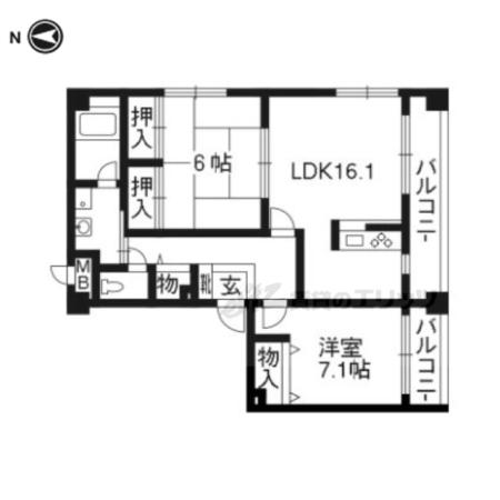 ビラ妙松館(2LDK/1階)の間取り写真