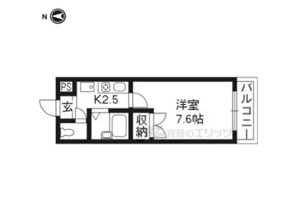 ピーチハイム福井(1K/4階)の間取り写真