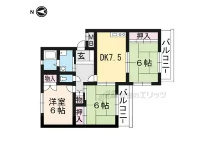 ワイズマンション栗東(3DK/4階)の間取り写真