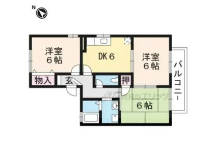 ビューテラスA棟・B棟(3DK/2階)の間取り写真