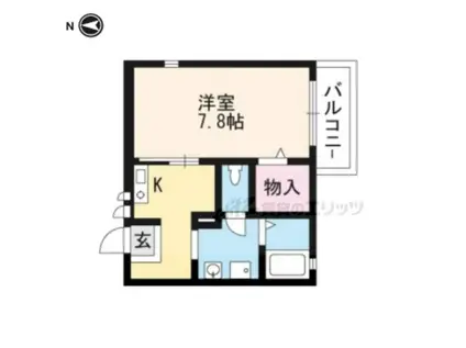 ラフォーレ西ノ京3(1K/2階)の間取り写真