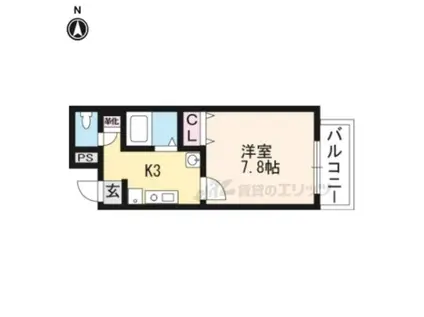 RAVENNA(1K/3階)の間取り写真