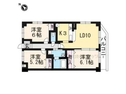 プリマヴェーラ桃山(3LDK/2階)の間取り写真
