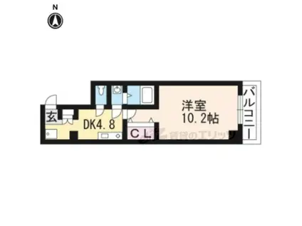 浜大津ヒルズ(1K/5階)の間取り写真