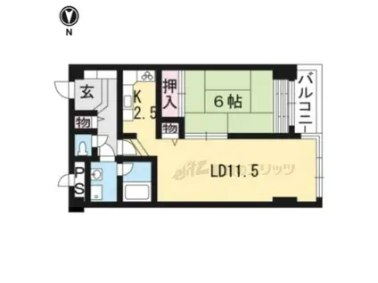 レトロマンション(1LDK/4階)の間取り写真