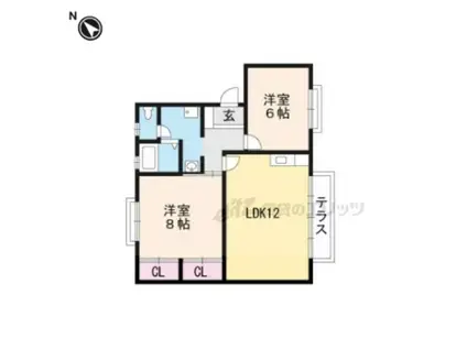 シャトレK(2LDK/1階)の間取り写真