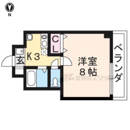 ミラージュ大津京(1K/2階)の間取り写真