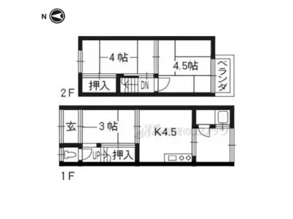 近鉄京都線 伊勢田駅 徒歩8分 2階建 築57年(2LDK)の間取り写真