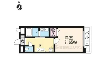 エクセレント・ビュー・かも川(1K/2階)の間取り写真