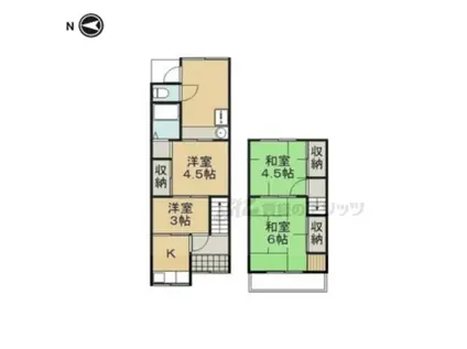 京都市烏丸線 北大路駅 徒歩26分 2階建 築61年(4K)の間取り写真