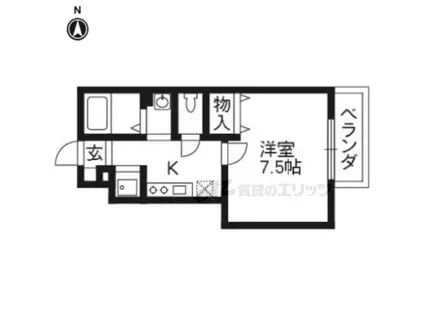 ボワヴィラージュ(1K/1階)の間取り写真