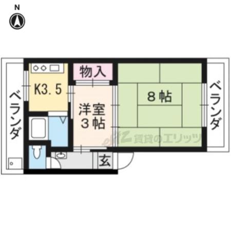 洛西マンションNO.1(2K/1階)の間取り写真