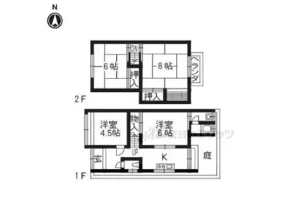 京都市烏丸線 北大路駅 バス乗車時間：13分 神光院前バス停で下車 徒歩3分 2階建 築55年(4K)の間取り写真