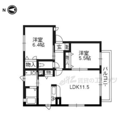 サントルモン中山(2LDK/2階)の間取り写真