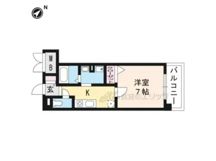 ベルヴィ大津(1K/2階)の間取り写真