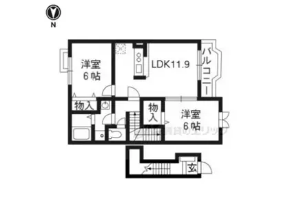 ヴィラ・アンソレイユ(2LDK/2階)の間取り写真