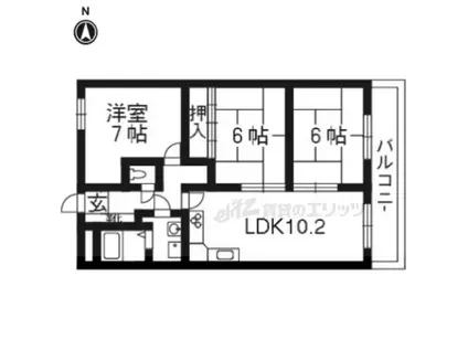 ヴィーヴル長岡京106(3LDK/2階)の間取り写真