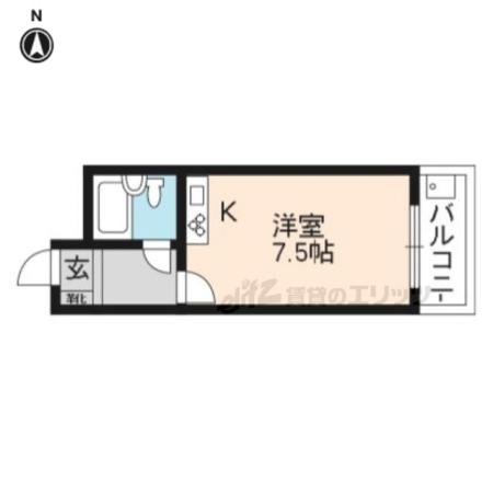 SINGLE QUARTERS西賀茂(ワンルーム/1階)の間取り写真