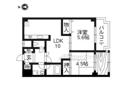 エイブル創久五条大宮(2LDK/4階)の間取り写真