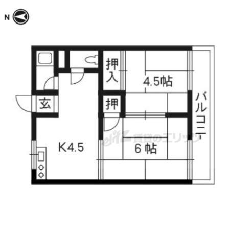柿ノ本ハイツ(2DK/2階)の間取り写真