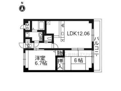 アビエンテ大藪(2LDK/1階)の間取り写真