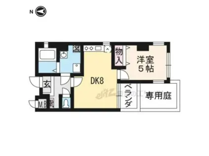 シルクシティ花(1DK/1階)の間取り写真