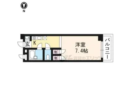 ハーベストコート二条(1K/1階)の間取り写真