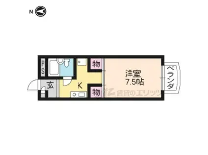 アイリス衣笠(1K/3階)の間取り写真