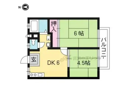ファミーユ十権寺(2DK/1階)の間取り写真