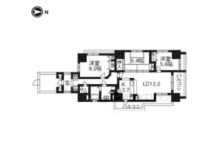 ファヴィエ四条西洞院(3LDK/10階)の間取り写真
