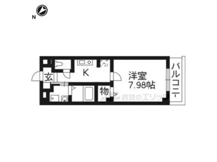カルムアビタシオン大将軍(1K/2階)の間取り写真
