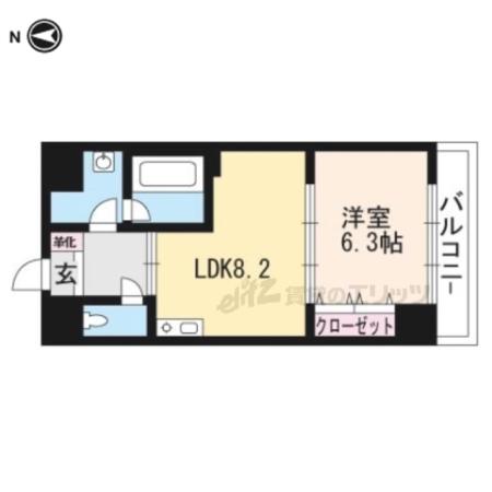 アシェンダ(1DK/3階)の間取り写真