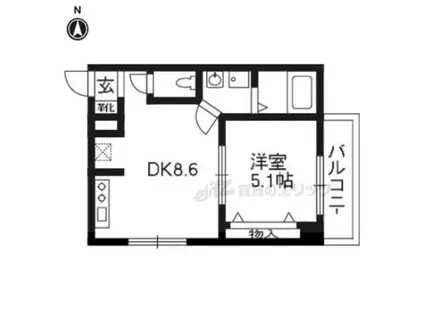 エスペランス中井(1DK/4階)の間取り写真