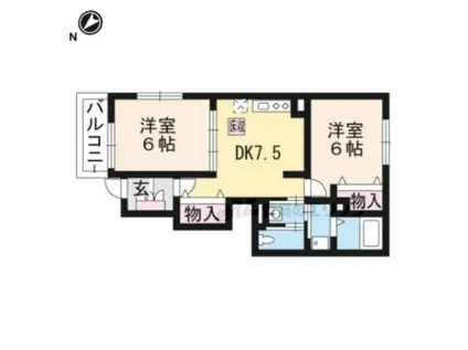 ポート リジェール(2DK/1階)の間取り写真